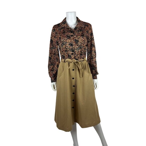 Vintage 70s Shirtdress Womens Medium Floral Print Top Button Up Long Sleeve - Picture 2 of 14